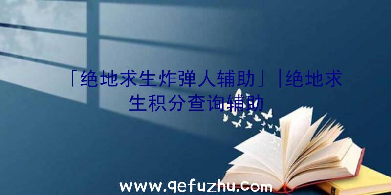 「绝地求生炸弹人辅助」|绝地求生积分查询辅助